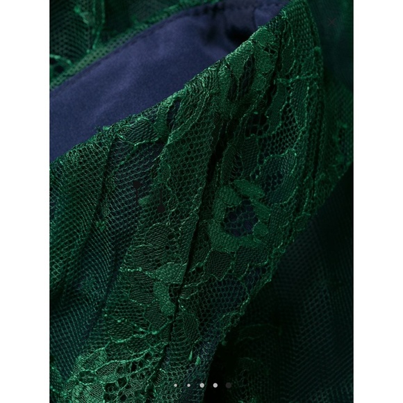 Self-Portrait Green Off Shoulder Fine Lace Dress - Picture 13 of 15